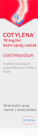 Cotylena Cotylena 10 mg/ml sprej kožní sprej, roztok proti houbám, kvasinkám a kožním plísním