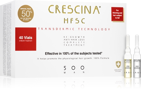 Crescina Transdermic 500 Re-Growth and Anti-Hair Loss nega za spodbujanje rasti in proti izpadanju las za moške