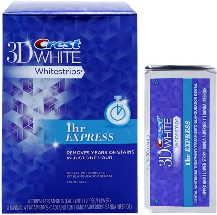 Crest 3D White Whitestrips 1hr Express tiras de blanqueamiento dental  con efecto instantáneo