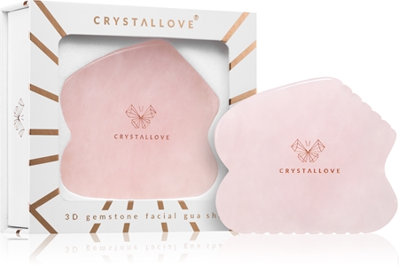 Crystallove Rose Quartz Contour Gua Sha accesorio para masaje para el rostro