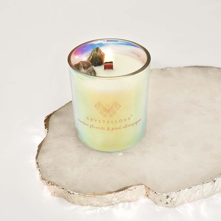 Crystallove Crystalized Scented Candle Rainbow Fluorite candela profumata