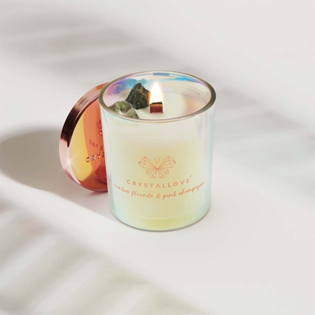 Crystallove Crystalized Scented Candle Rainbow Fluorite candela profumata