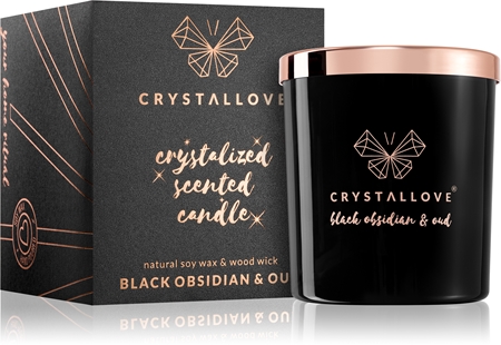 Crystallove Crystalized Scented Candle Black Obsidian & Oud vonná svíčka