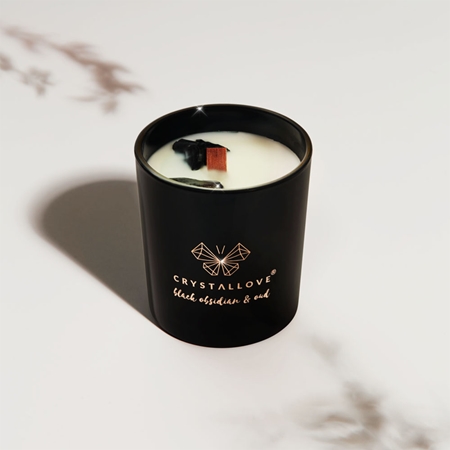 Crystallove Crystalized Scented Candle Black Obsidian & Oud vonná svíčka