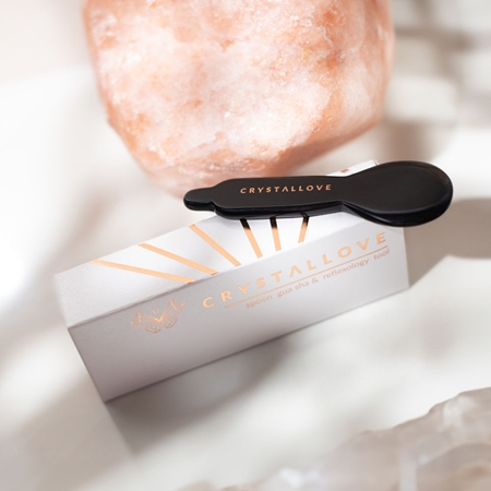 Crystallove Black Obsidian Spoon Eye Gua Sha acessório de massagem para a área dos olhos