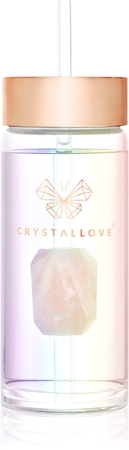 Crystallove Clear Quartz Straw Water Bottle skleněná láhev na vodu s brčkem