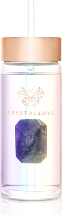 Crystallove Clear Quartz Straw Water Bottle glass water bottle with straw
