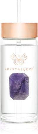 Crystallove Amethyst Straw Water Bottle bottiglia d'acqua in vetro con cannuccia