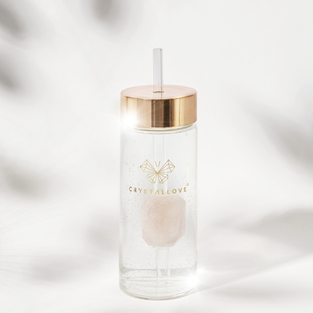 Crystallove Amethyst Straw Water Bottle glass water bottle with straw