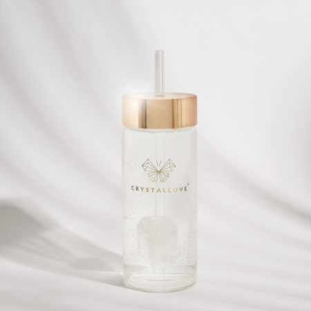 Crystallove Amethyst Straw Water Bottle glass water bottle with straw