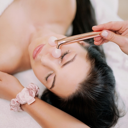 Crystallove Rose Quartz 3D Lift & Sculpt Facial Roller akcesoria do masażu