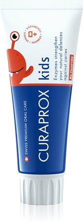 Curaprox Kids Od Prvých Zúbkov Jahodová zubná pasta pre deti bez fluóru