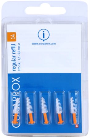 Curaprox Regular Refill CPS 14 tartalék kúpos fogköztisztító kefék a csomagolásban