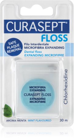 Curasept Dental Floss Expanding Microfibre specializuotas tarpdančių siūlas su antibakterinėmis sudedamosiomis dalimis
