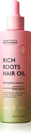 delhicious RICH ROOTS AMLA & ROSEMARY HAIR OIL hidratáló és nyugtató olaj száraz, viszkető fejbőrre