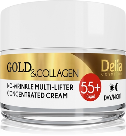 Delia Cosmetics Gold & Collagen 55+ αντιρυτιδική κρέμα με λιφτινγκ αποτελέσματα