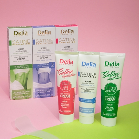 Delia Cosmetics Satine Depilation 12in1 Total Effect Hair Removal Cream for all types of skin
