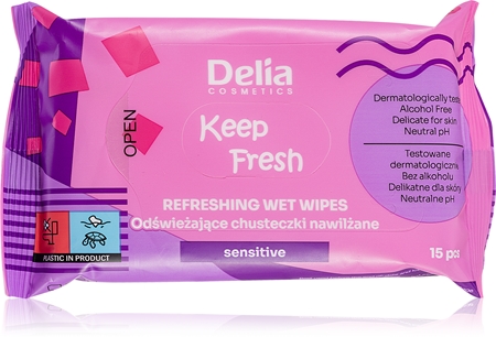 Delia Cosmetics Keep Fresh Sensitive Atsvaidzinošas mitrās salvetes