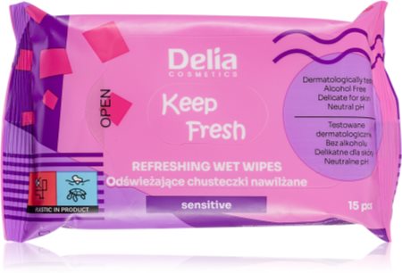 Delia Cosmetics Keep Fresh Sensitive lingettes humides rafraîchissantes
