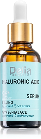 Delia Cosmetics Hyaluronic Acid sérum combleur visage, cou et décolleté
