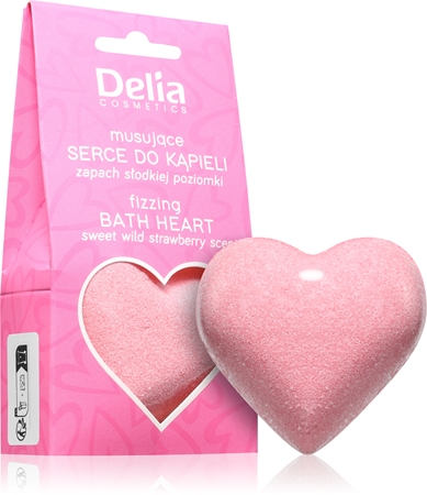 Delia Cosmetics Fizzing Bath Heart Wild Strawberry Bath Bomb with strawberry flavour