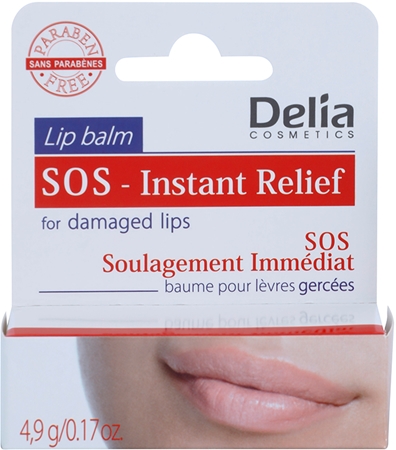 Delia Cosmetics Lip Balm SOS- Instant Relief  Lábel  protetor para lábios rachados.