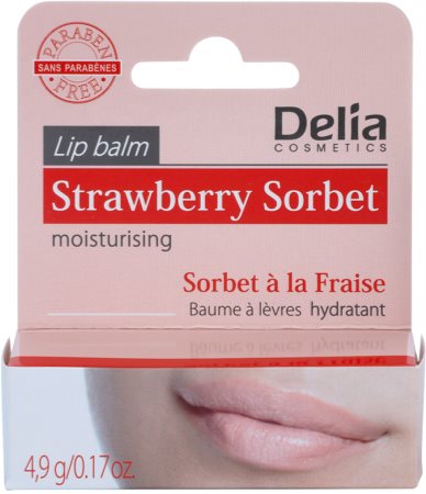 Delia Cosmetics Lip Balm Strawberry Sorbet bálsamo hidratante para lábios