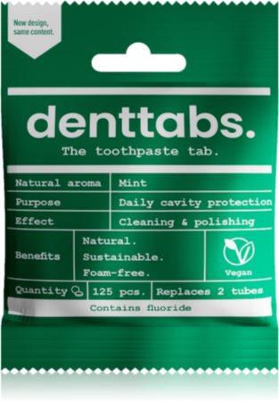 Denttabs Natural Toothpaste Tablets with Fluoride Tandpasta met Fluoride in tabletten