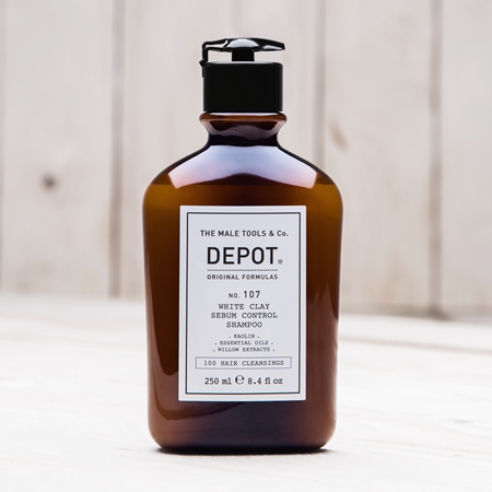 DEPOT 100 HAIR CLEANSING NO. 107 WHITE CLAY SEBUM SHAMPOO čisticí šampon pro mastné vlasy a vlasovou pokožku