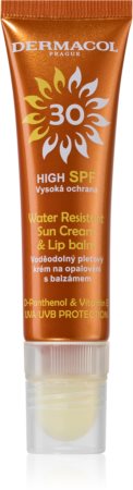 Dermacol Sun Water Resistant wasserfeste Gesichtscreme zum Bräunen mit Lippenbalsam SPF 30