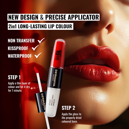 Dermacol 16H Lip Colour μακράς διαρκείας κραγιόν και λιπ γκλος