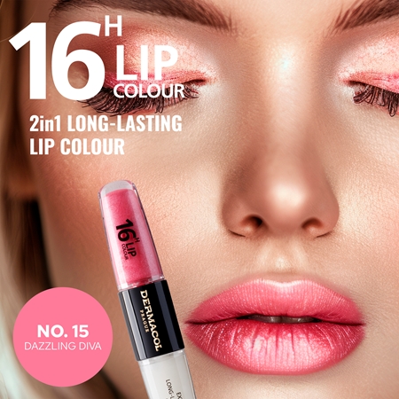 Dermacol 16H Lip Colour ilgai išliekantys lūpų dažai ir lūpų blizgis