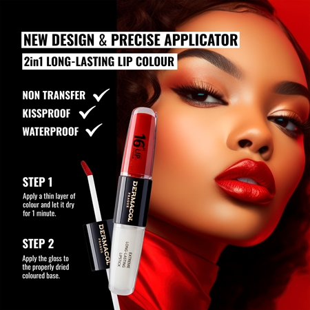 Dermacol 16H Lip Colour brillant et rouge à lèvres longue tenue