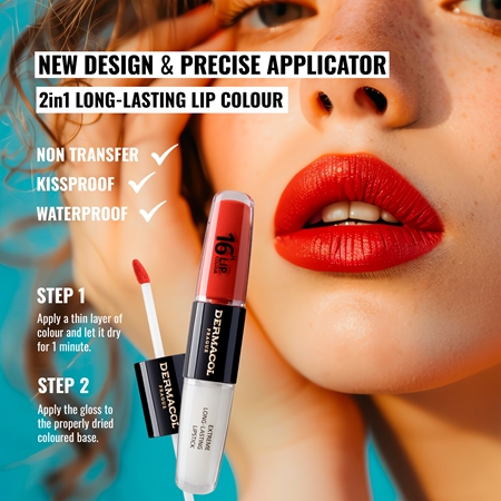 Dermacol 16H Lip Colour Kauapüsiv huulepulk ja huuleläige