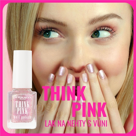 Dermacol Think Pink lak na nehty se třpytkami