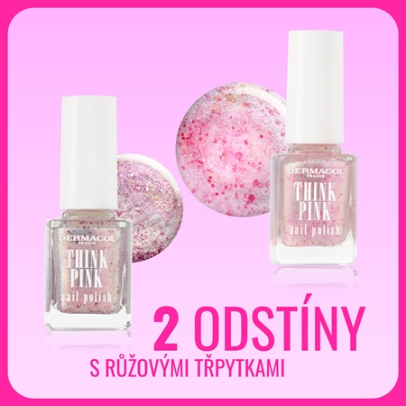 Dermacol Think Pink lak na nehty se třpytkami