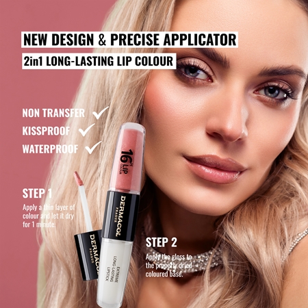 Dermacol 16H Lip Colour Long-Lasting Lipstick and Lip Gloss