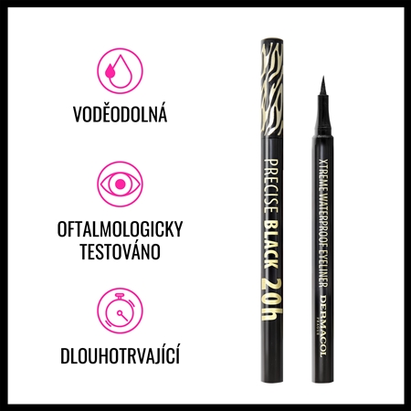 Dermacol Precise Black 20h Precízna vodeodolná linka na oči