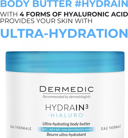 Dermedic Hydrain3 Hialuro intensyviai drėkinantis kūno sviestas