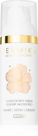 Dermika Luxury Placenta naktinis jauninamasis kremas veidui, kaklui ir krūtinei