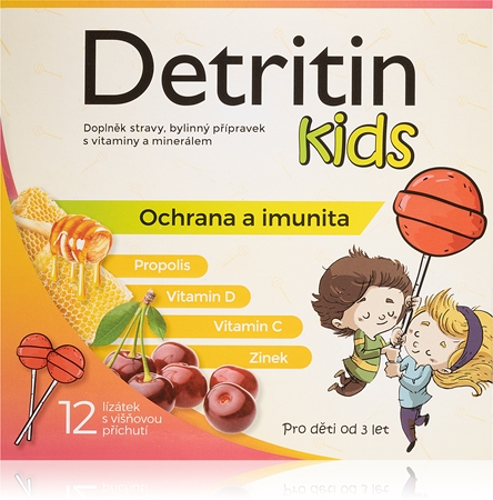 Detritin Kids Lízátka na imunitu Višeň lízátka pro podporu imunitního systému