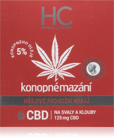 Health Culture CBD konope mazanie Teplé masážny gél s konopným olejom