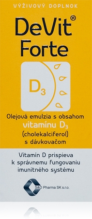 DeVit Forte vitamin D pro normální funkci imunitního systému, stavu kostí a činnosti svalů