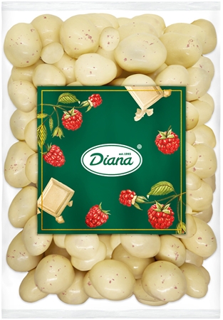 Diana Company Himbeere in weisser Schokolade gefriergetrocknet gefriergetrocknete Früchte in Schokolade