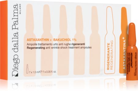 Diego dalla Palma Astaxanthin + Bakuchiol 1% Regenerating Anti Wrinkle Shock Treatment Ampoules ampolas para regeneração intensa da pele