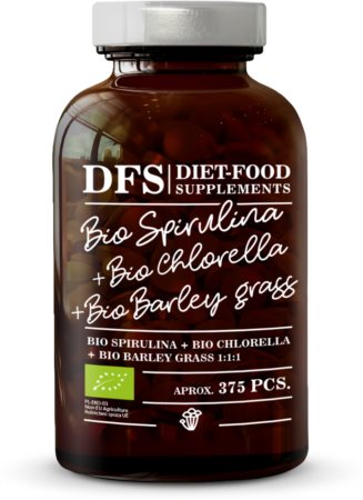 Diet-Food Supplements Spirulina + Chlorella + Barley Grass BIO tabletki do detoksykacji organizmu i na wsparcie odporności