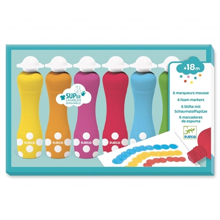 DJECO 6 Foam Markers schiume colorate con applicatore