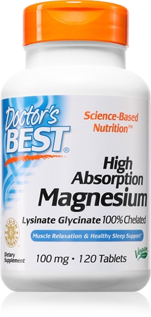 Doctor's Best High Absorption Magnesium tabletki wspomaganie prawidłowego funkcjonowania układu nerwowego, mięśni i zębów, redukcja poziomu zmęczenia