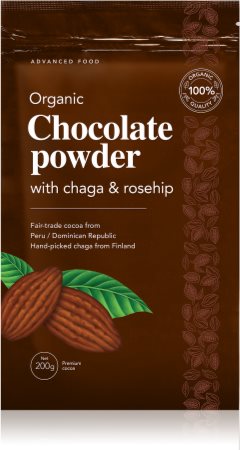 DoktorBio Organic Chocolate powder with chaga & rosehip napój czekoladowy z grzybami chaga i dziką różą