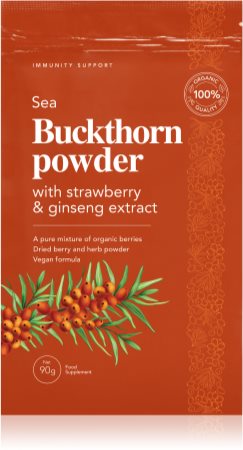 DoktorBio Sea Buckthorn powder with strawberry & ginseng extract proszek do przygotowania napoju na wsparcie układu odpornościowego